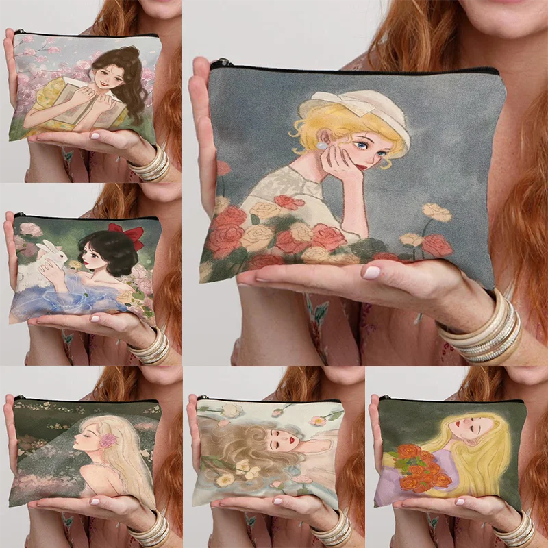 

2023 женский косметичка, детская коробка для канцелярских принадлежностей, карман для хранения в путешествии, принцесса, эстетический принт, многофункциональный набор для туалета