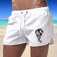 summer mens beach shorts new dragon printed fitness sports casual elastic waist drawstring male surfing board short pants s 3xl