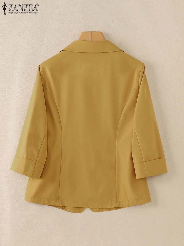 ZANZEA женский повседневный пиджак с рукавами 3/4 корейский стиль офисный лацканами