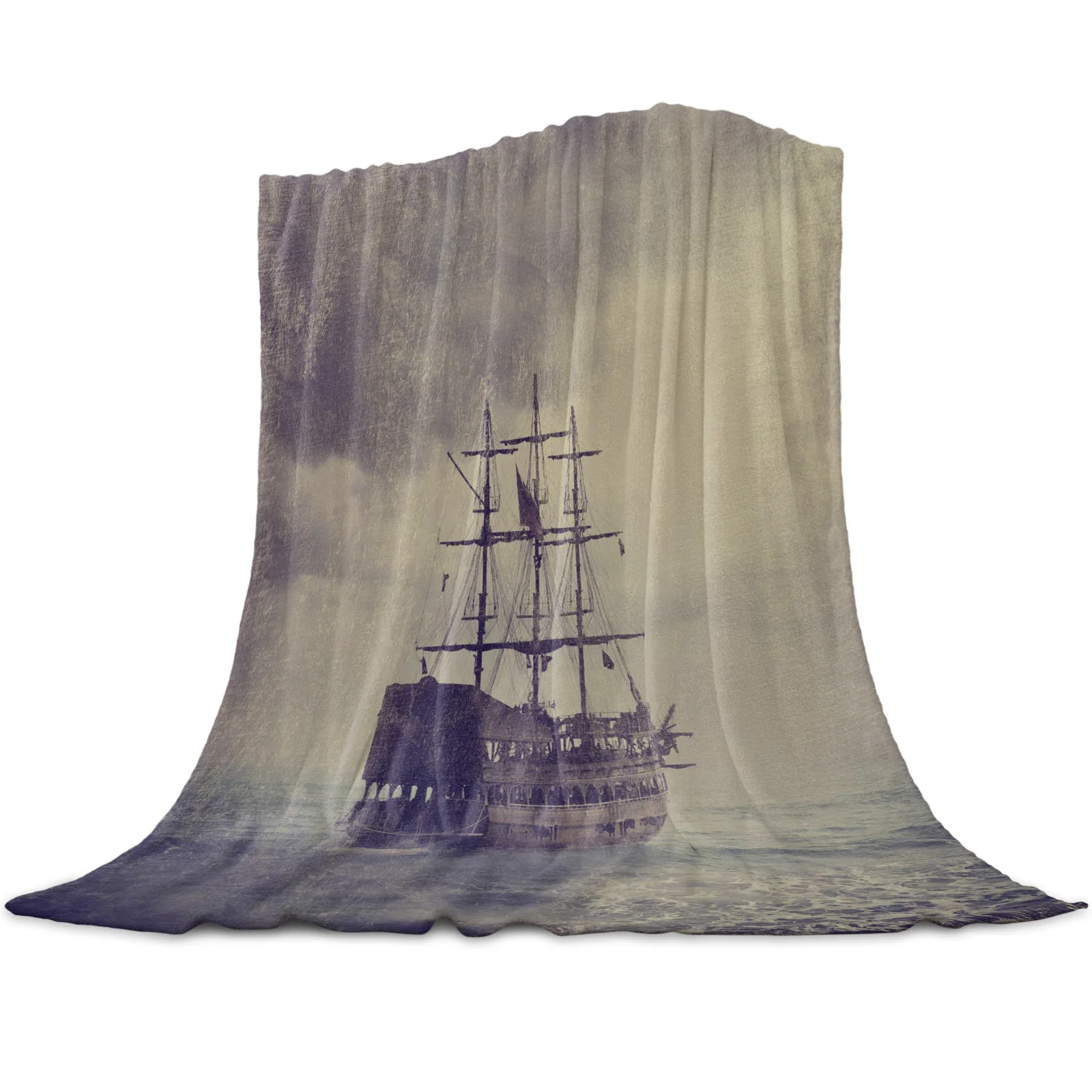 

Морское винтажное стильное испанское одеяло Galleon, коврик из кораллового флиса для кровати, домашнее фланелевое одеяло для детей