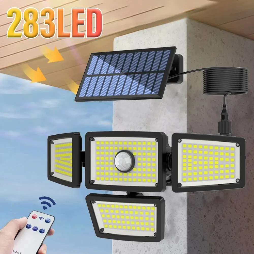 283LED Солнечный наружный светильник чувствительный к движению прожектор с пультом
