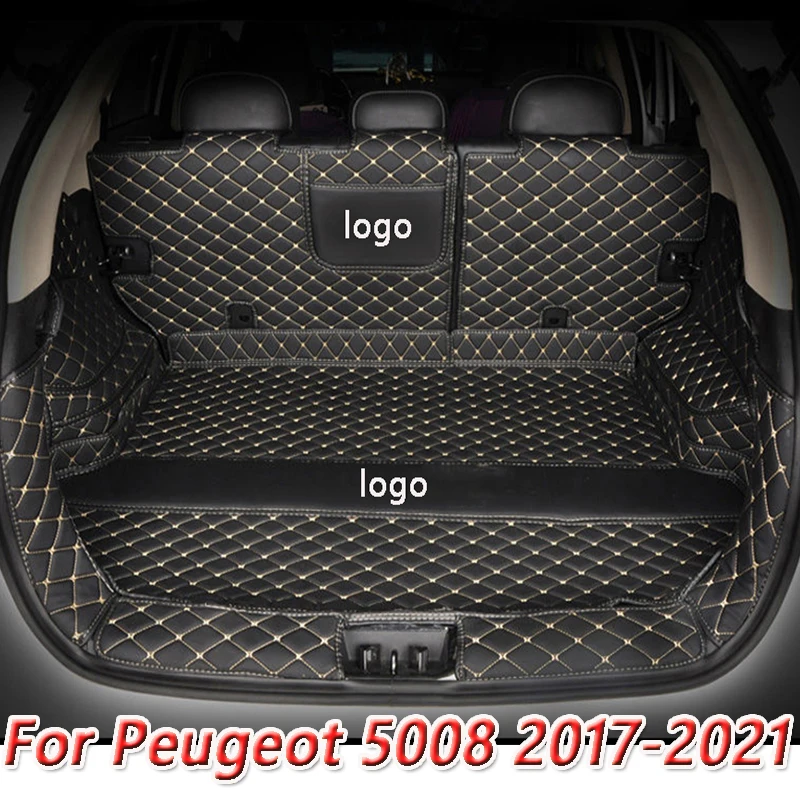 

Кожаный коврик для багажника автомобиля для Peugeot 5008 T87 2017-2021, 7-местный коврик для груза, напольный коврик для багажника, ковер, автомобильные ...