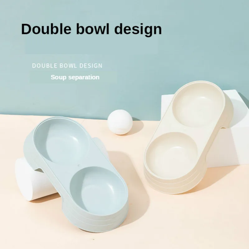 

Pet Dog and Cat Bowls Cat Candy Bowl Feeder Non-slip Anti-tip Water Feeder Cat and Dog Accessories Double Bowl Simple Style