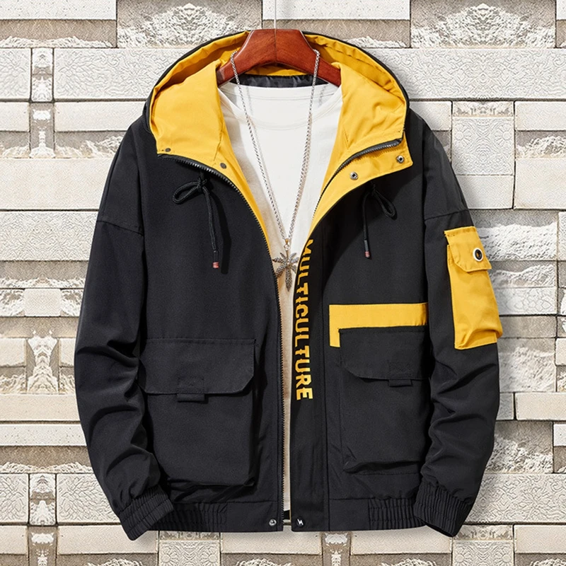

Plus size men's new tooling hooded jacket fleece 9XL 8XL 7XL 6XL 5XL 4XL bust 145CM fashion pocket zipper casual simple jacket