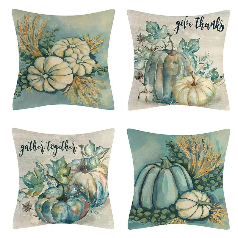 

Fall Throw Pillow Covers Decorative Green Pumpkin Cover 45 X 45 Cm Fall Harvest Thanksgiving Decor Hello Autumn Pillow Case