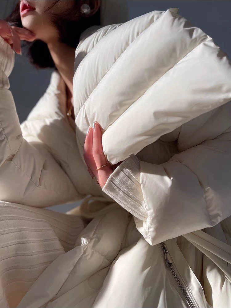 Женские зимние толстые теплые 90 белых утиных пуховых пальто женские длинные