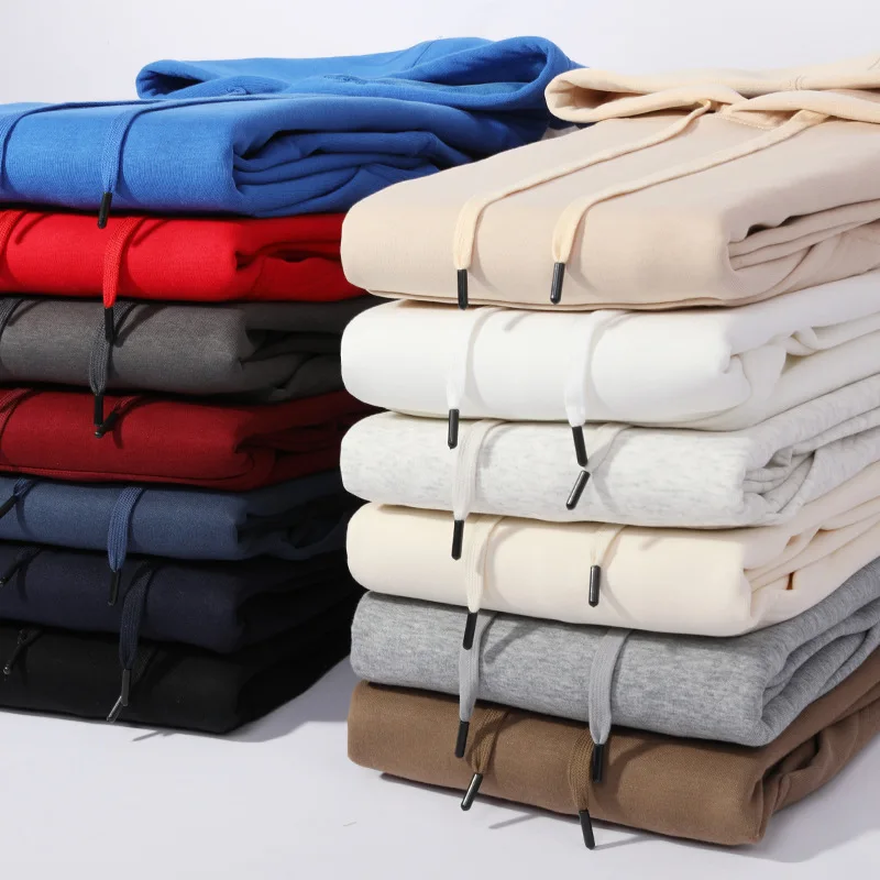 Зимняя хлопковая толстовка с капюшоном плюс бархатная плотная однотонная