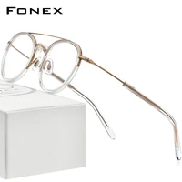 fonex acetate titanium glasses frame men 2022 new vintage round prescription eyeglasses women optical spectacles eyewear f85734