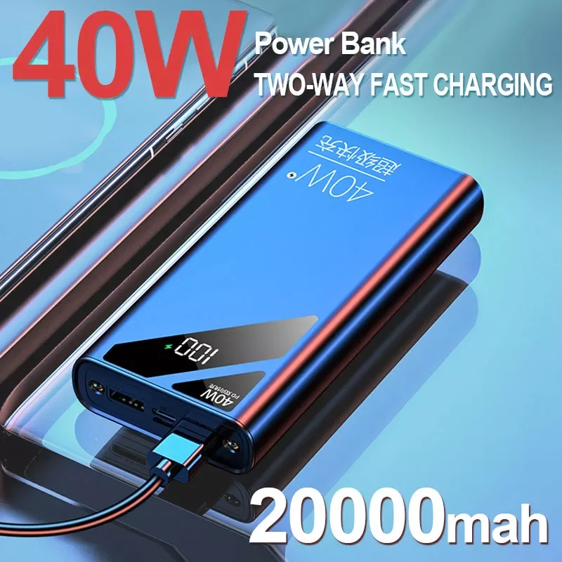 

NEW2023 20000mah Two-way Fast Charging Power Bank Portable Digital Display External Battery with Flashlight For iPhone 13 Xiaomi