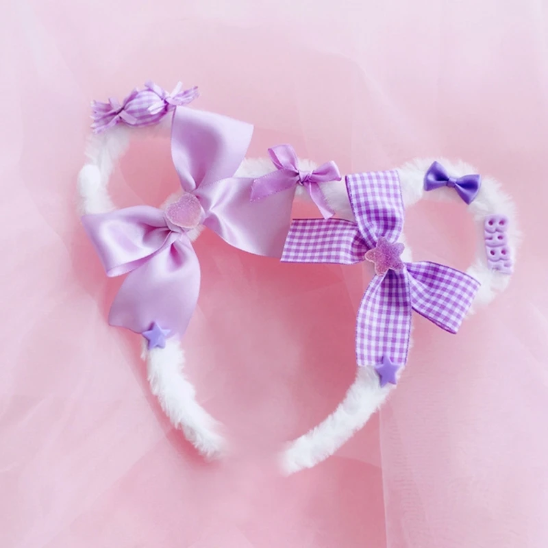 Повязка на голову с милыми медвежьими ушками головной убор сердечками в стиле