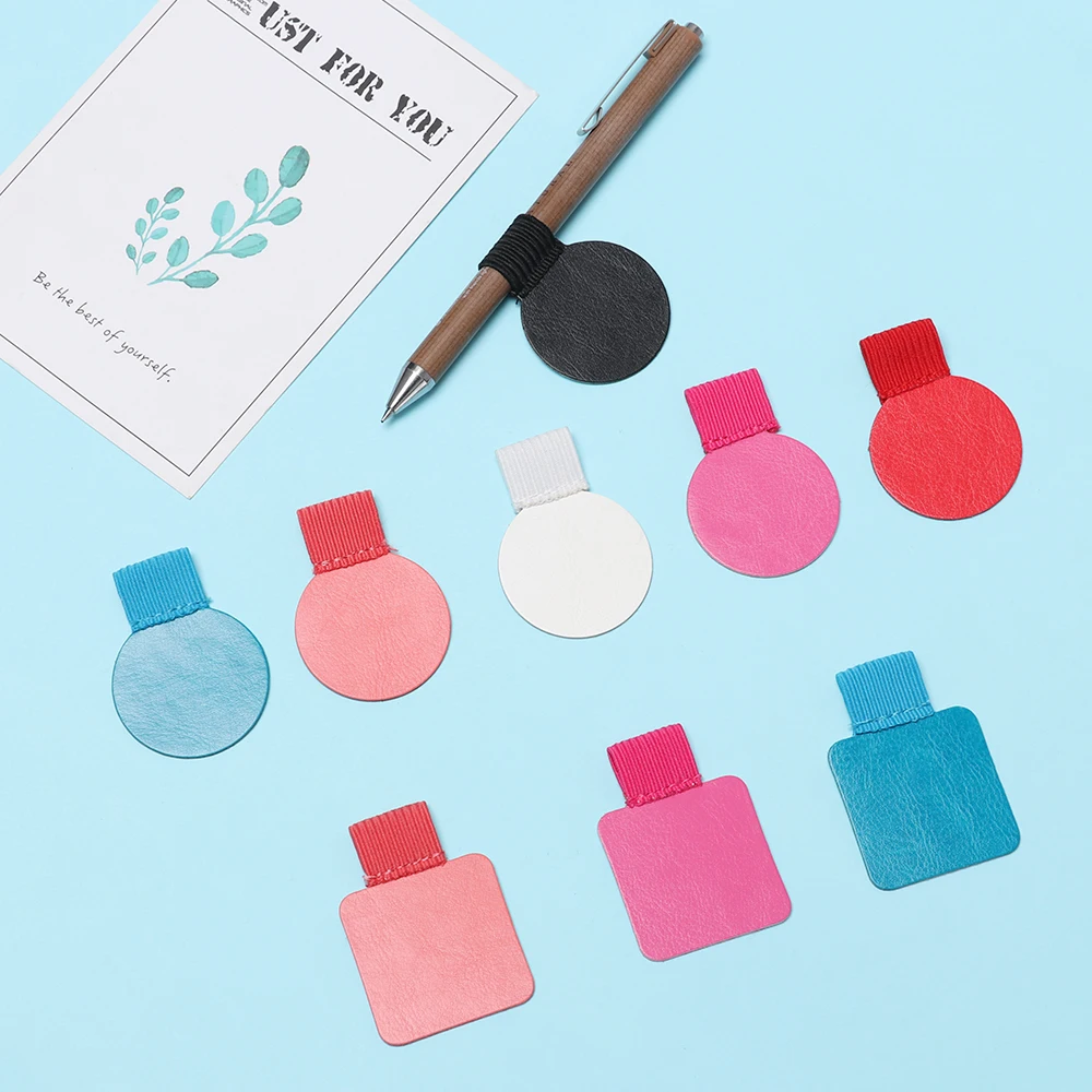 

4Pcs Self-adhesive Pen Holder Adjustable Portable Leather Pen Clips Convenient Elastic Loop Notebook Stationery Office Supplies