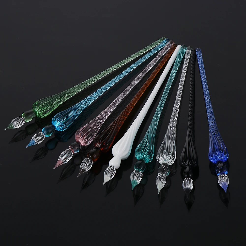 0.7mm Vintage Glass Dip Pen Filling Ink Signature Calligraphy Writing Art Handmade Supplies Dipping Transparent Fountain Pen