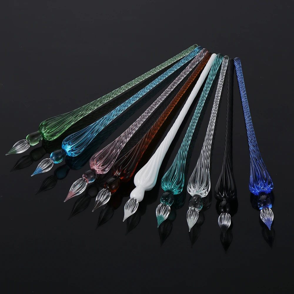 

0.7mm Vintage Glass Dip Pen Filling Ink Signature Calligraphy Writing Art Handmade Supplies Dipping Transparent Fountain Pen