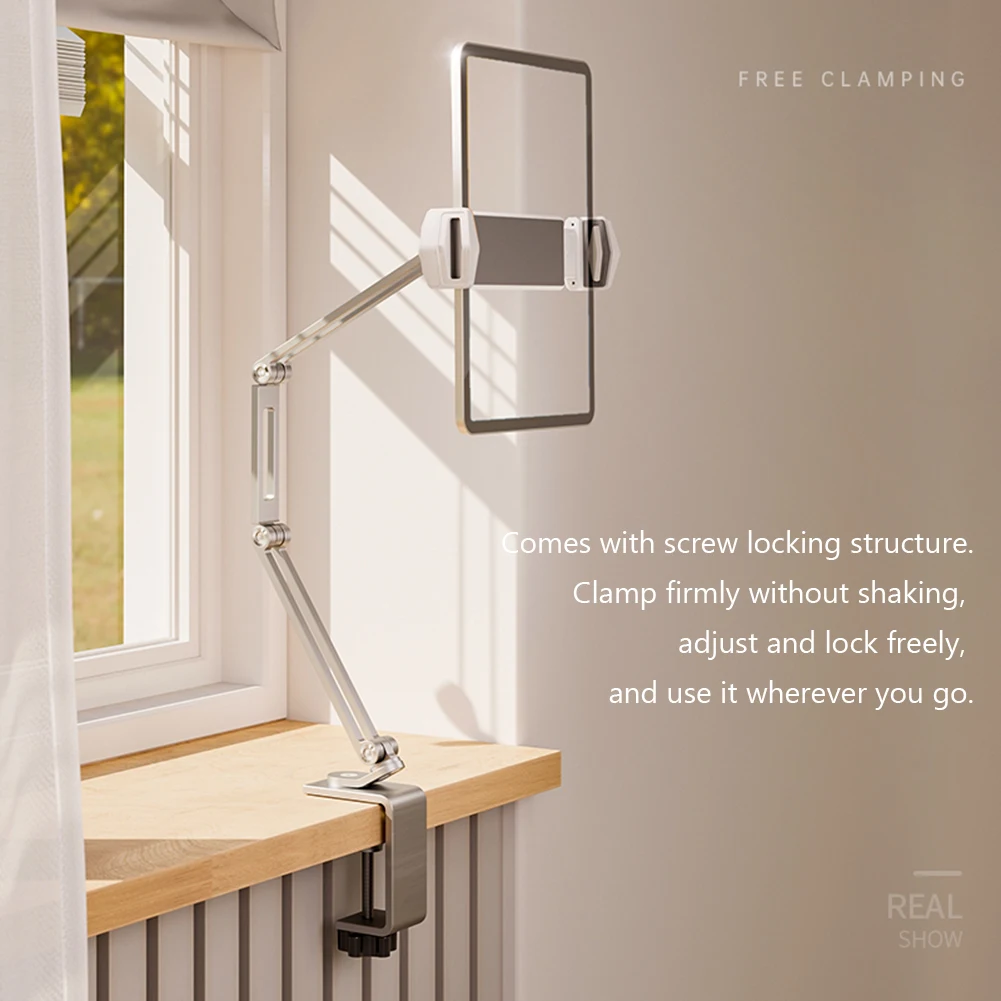 

Смарт-держатель для мобильного телефона 4-13 дюймов, складной кронштейн, регулируемый на 360° сотовый телефон, зажим для планшета, домашняя лен...