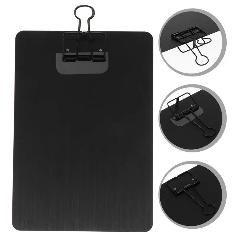 

1pc A5 Paper Clipboard Stainless Steel Writing Pad Paper Holder Menu Stand