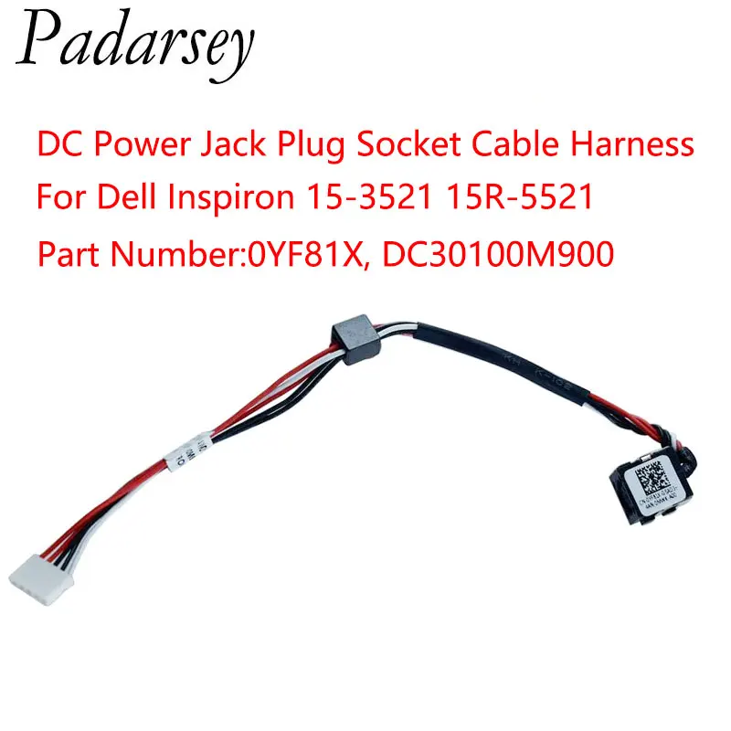 Padarsey New AC DC Power Jack Plug Socket Cable Harness for Dell Inspiron 15-3521 15R-5521 Part Number:0YF81X, DC30100M900