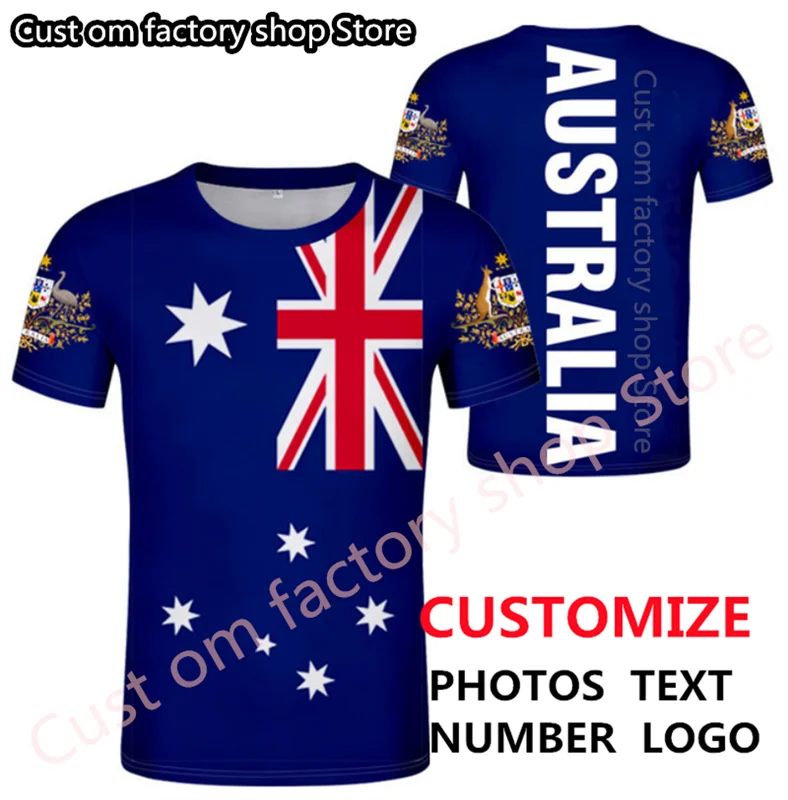 

Australia flag t shirt Free Custom Name football Australian t-shirt AU Nation Flag Republic English text photo Soccer clothing