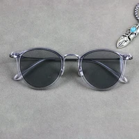 2022 new fashion polarized sunglasses japanese handmade ultra light transparent oval acetate titanium sun glasses eyeglasses