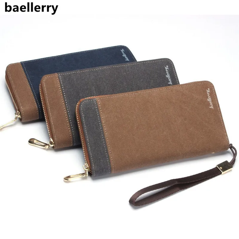 

Брендовый мужской кошелек Baellerry в стиле ретро, Холщовый клатч, модные мужские бумажники, удлиненная сумка на молнии для мобильного телефона