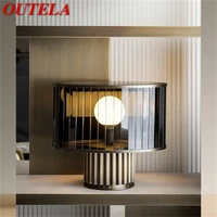 outela modern table lamp led creative glass round vintage desk light for home bedroom bedside decor