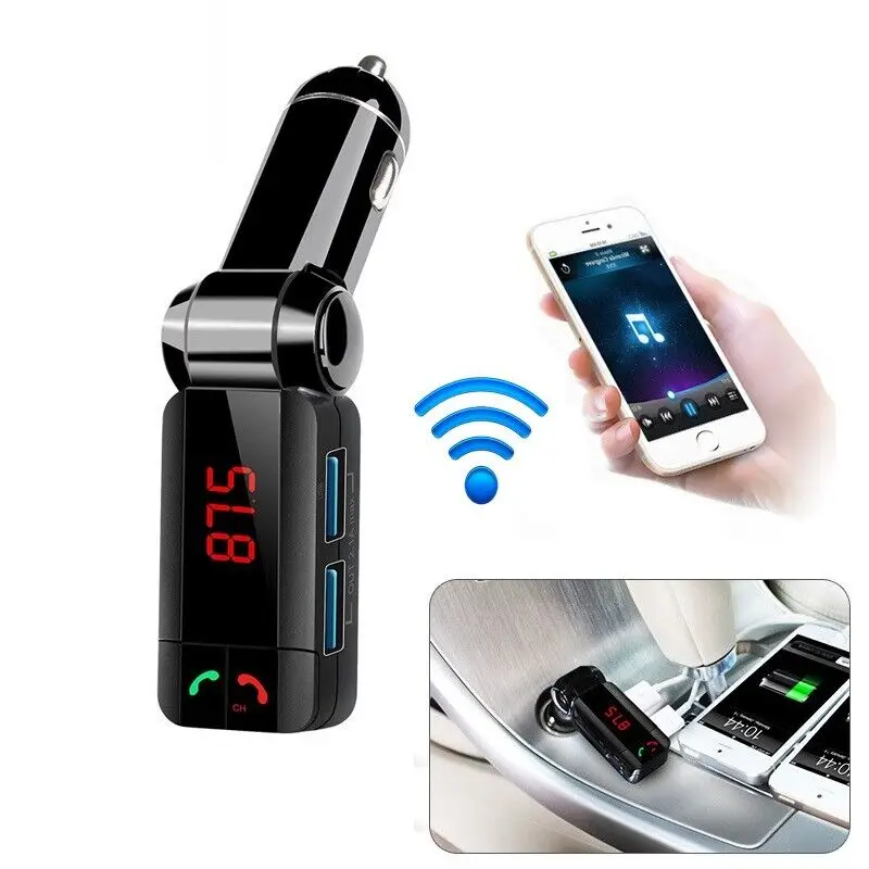 

FM Transmitters Bluetooth Car Kit FM Transmitter Handsfree Aux Mp3 Player Modulator with LED Display Portable Dual USB Charger