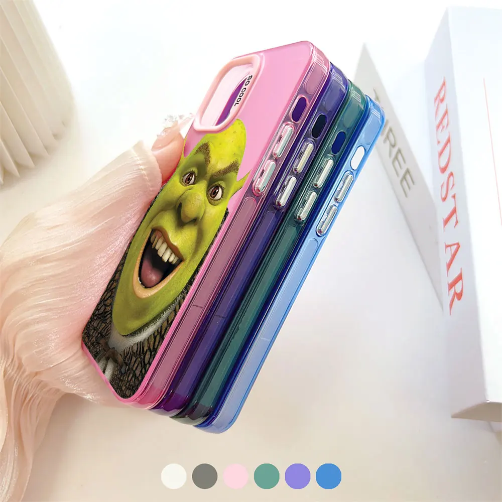 Забавный чехол для телефона Movie Shrek Apple iPhone 14 15 16 13 12 11 Pro 7 8 Plus X XR XS Max Cqoue Cool Laser Matte Cover
