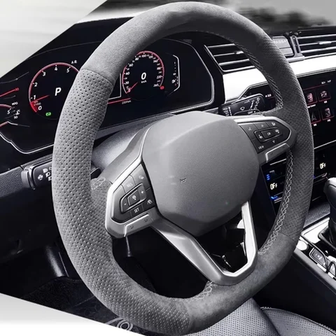 Плетеный чехол на руль автомобиля для Volkswagen VW Golf 7 6 5 4 3 2 MK7 MK6 MK5 NK4 NK3 MK2 Polo Passat B8 Tiguan Замшевая кожа