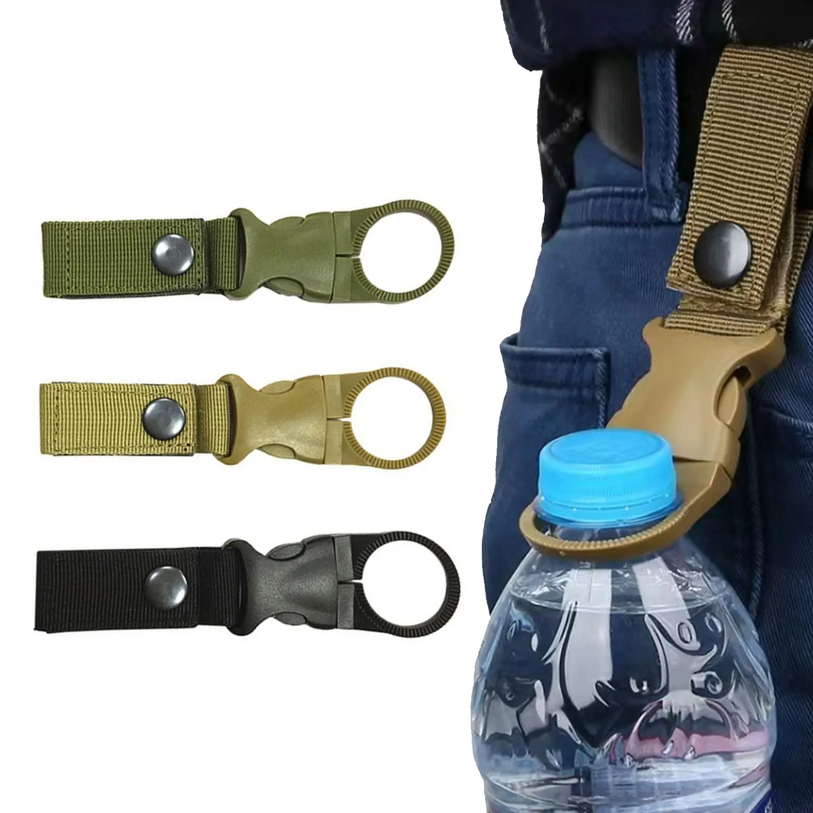 

Outdoor military Nylon Webbing Buckle Hook Water Bottle Holder Clip Climb Carabiner Belt Backpack Hanger Camp