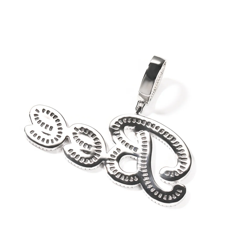 UWIN Custom Brush Letter Necklace Icy Square Zircon Name Pendant with Baguette Chain Personalized Nameplate Hip Hop Jewelry
