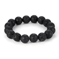 mens accessories black natural stone bracelet 68101214mm volcanic elastic bracelet jewelry gifts for men and women