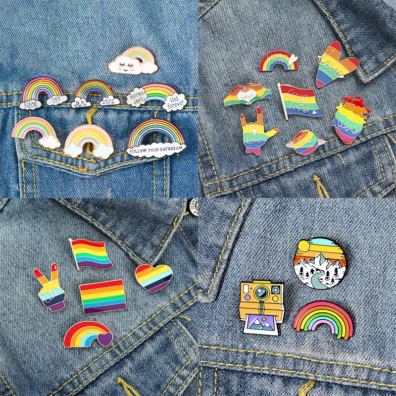 

Colorful Rainbow Cloud Series Brooches Enamel Pin Skull Organ Shirt Lapel Bag Badge Punk Gothic Jewelry Gift for Friends Kids