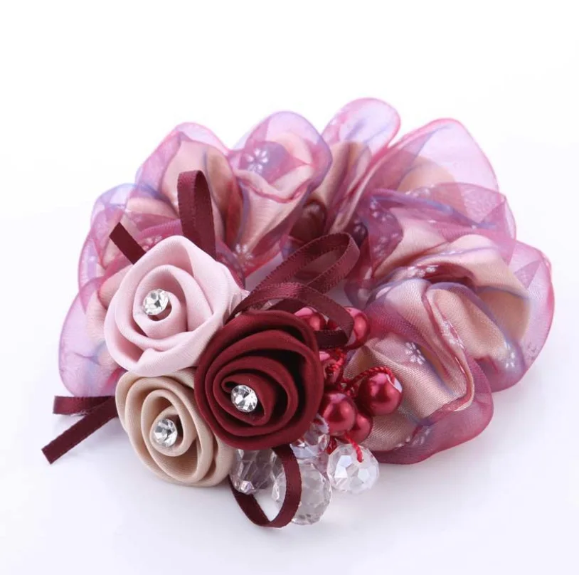 

Yarn Silk Hair Accessories Hair Rope Flower Hair Ring Female Elastic Rubber Band Updo Bun Head Ornament Scrunchies Ties
