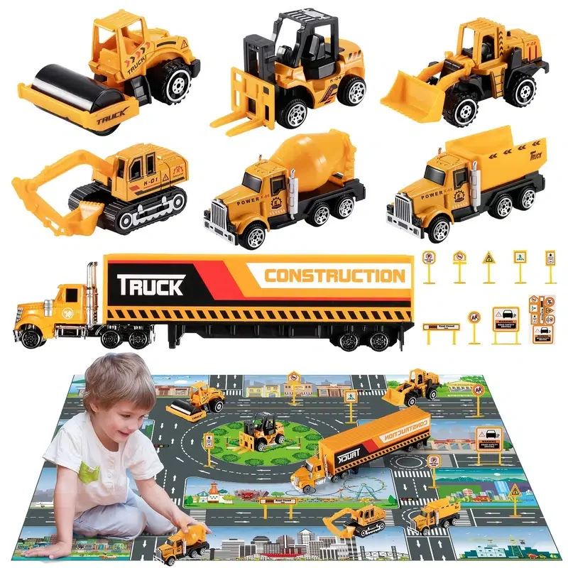 

Diecast Toy Car 3 Engineering Tractor Police& Racing Fire Trucks Games Cars Model Educational Toys For Children Boys
