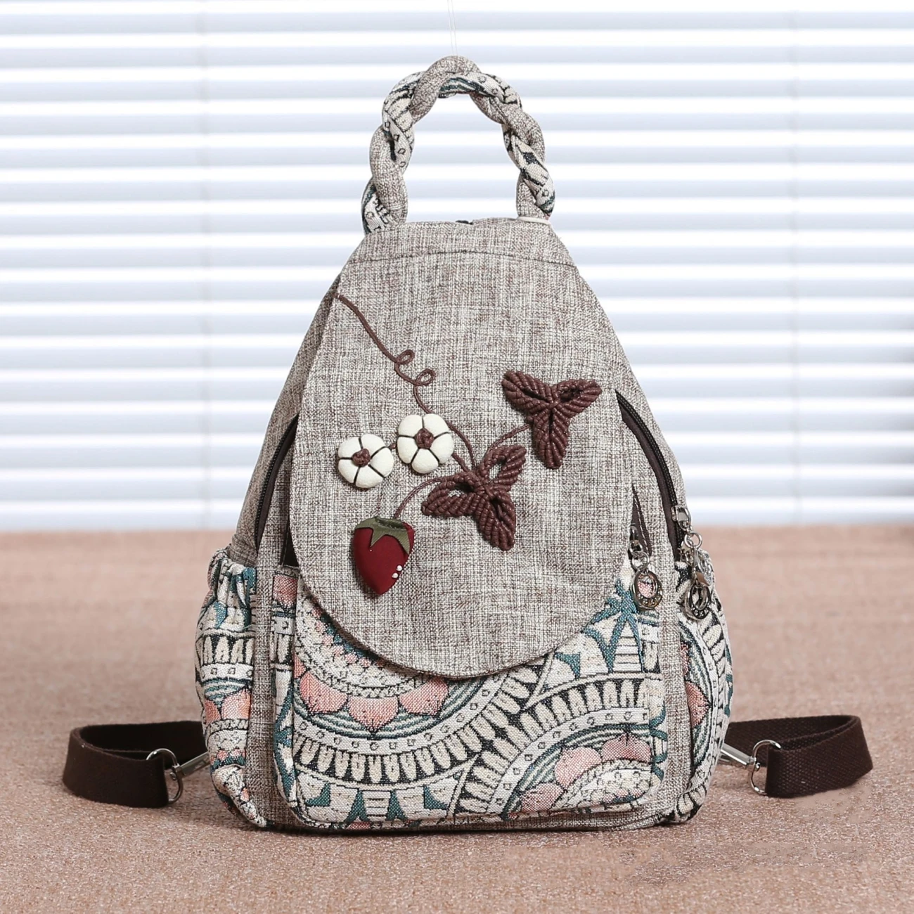 Рюкзак ручной работы в форме клубники холщовый рюкзак для путешествий женская