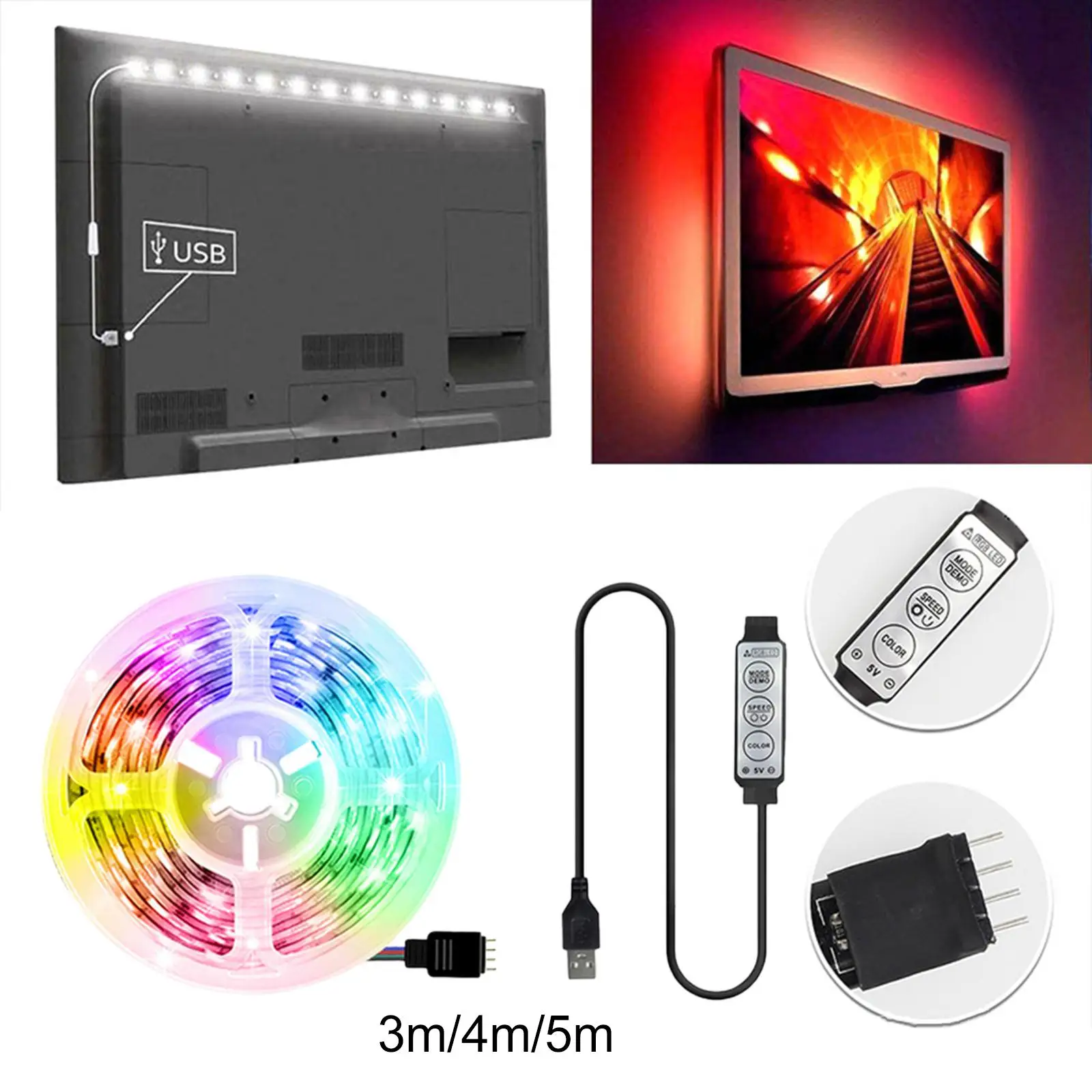 

Background Light Bar RGB Bendable 5V USB Interface with Controller Plug Play for Outdoor Camping Computer Background Women Adult