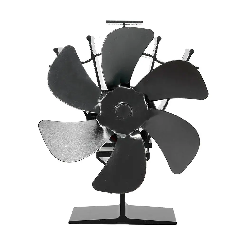 

6 лопастей, переносной тепловой вентилятор для камина из алюминиевого сплава, бесшумный тепловой вентилятор для камина