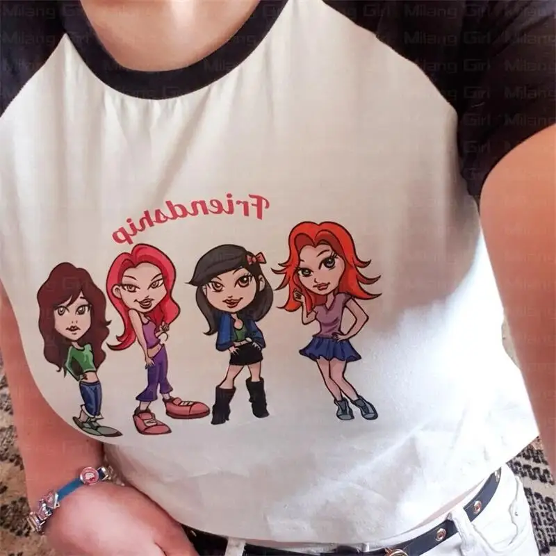 Y2K эстетичная футболка с коротким рукавом и графическим принтом brразмера 1920-х