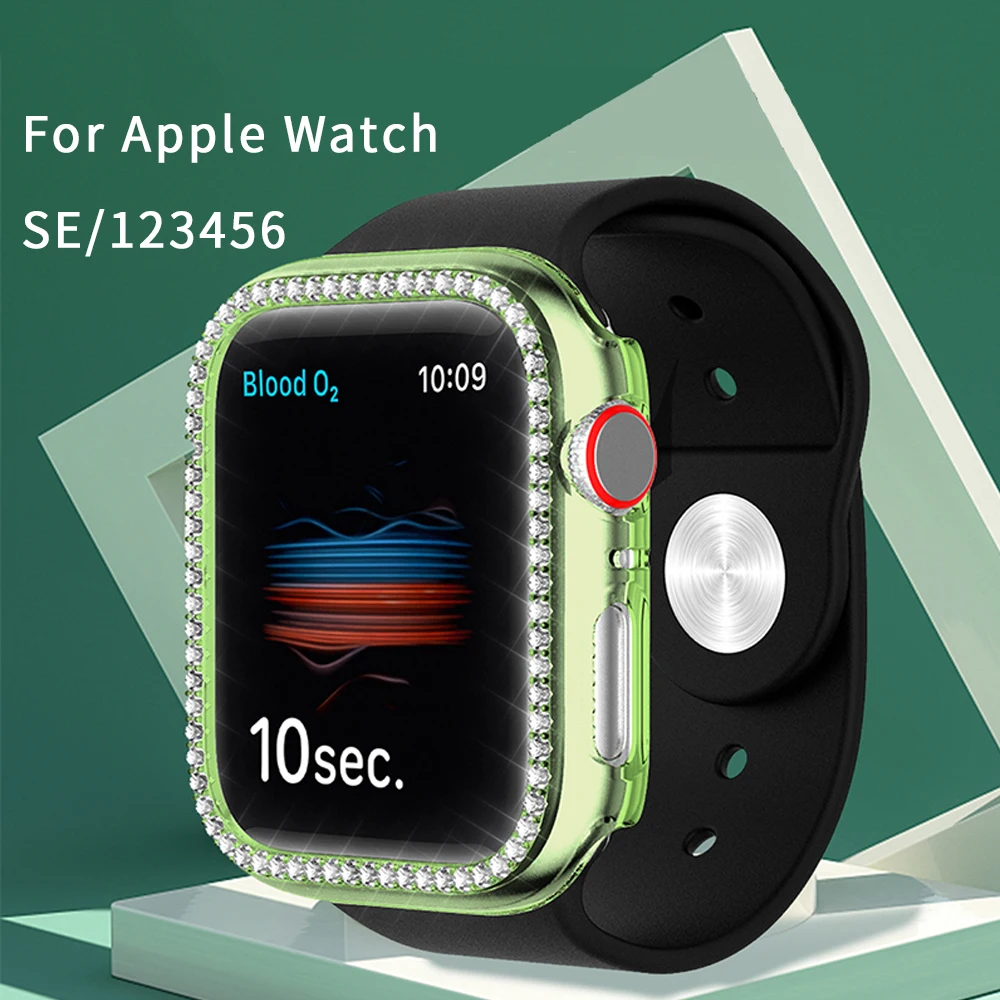 

Алмазный чехол для Apple Watch Band 6 5 4 3 2 1 SE, защитный бампер для iWatch, аксессуары для Apple Watch 44/42/40/38 мм