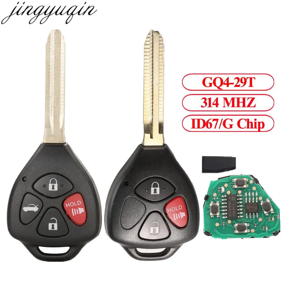 

Jingyuqin Remote Control Car Key GQ4-29T 314MHz ID67/G For Toyota Corolla Matrix 2008-2010 Pontiac Vibe USA 3/4 Buttons Fob