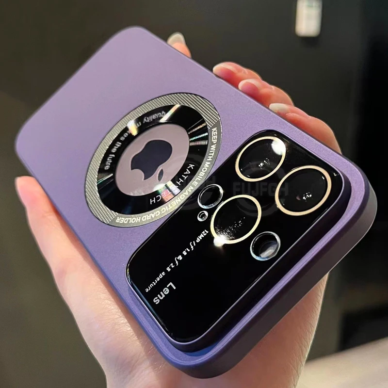 

Luxury Matte Hard PC Mag safe Magnetic Wireless Charging Case For iPhone 11 12 13 14 Pro Max Plus Logo Hole Lens Protector Cover