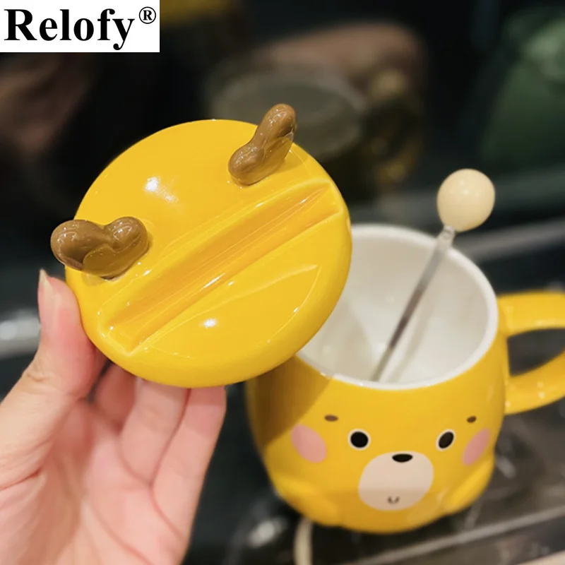 420 мл креативная керамическая крышка для чашки милая мультяшная чашка домашняя