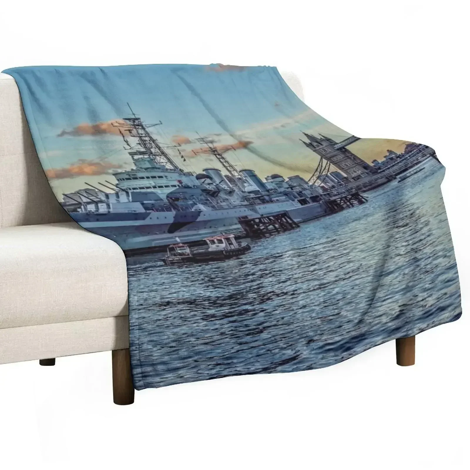 #321 HMS Белфаст и башня мост в Лондоне плед одеяло тяжелый сон Furrys для зимних одеял