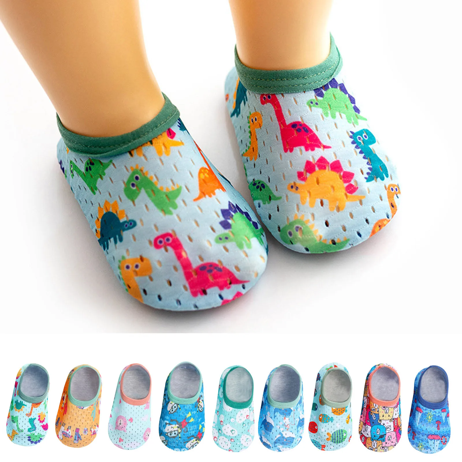 

Детские носки для малышей, начинающих ходить, для мальчиков и девочек, с мультяшными животными, сетчатые носки для пола, носки без обуви, нес...