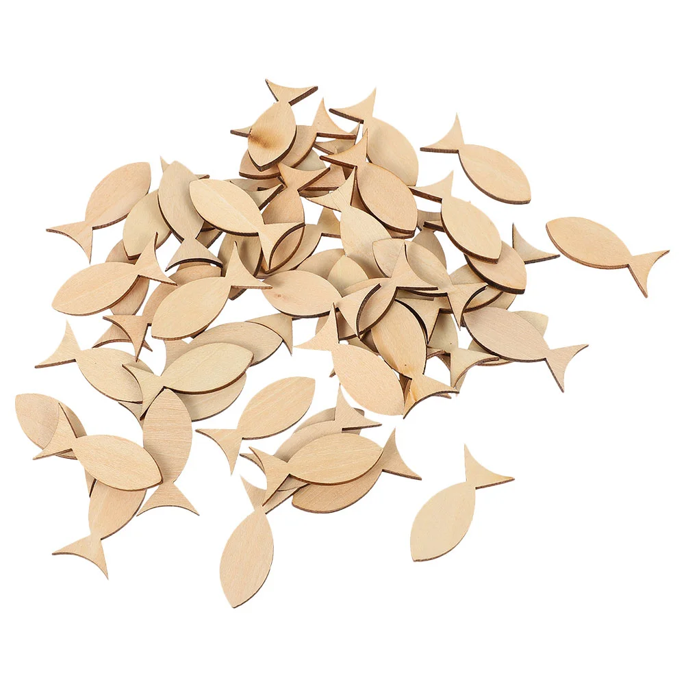 

Wood Fish Cutout 50Pcs Unfinished Wooden Shapes Mini Fish Shaped Slices Pieces Diy Embellishment Summer Ocean