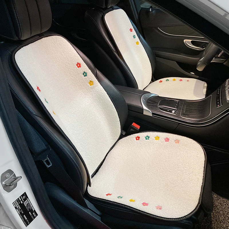 

New Arrival Winter Plush Four Seasons Ins Cute Lamb wool Seat Cover Three-piece Car Seat Cushion Universal