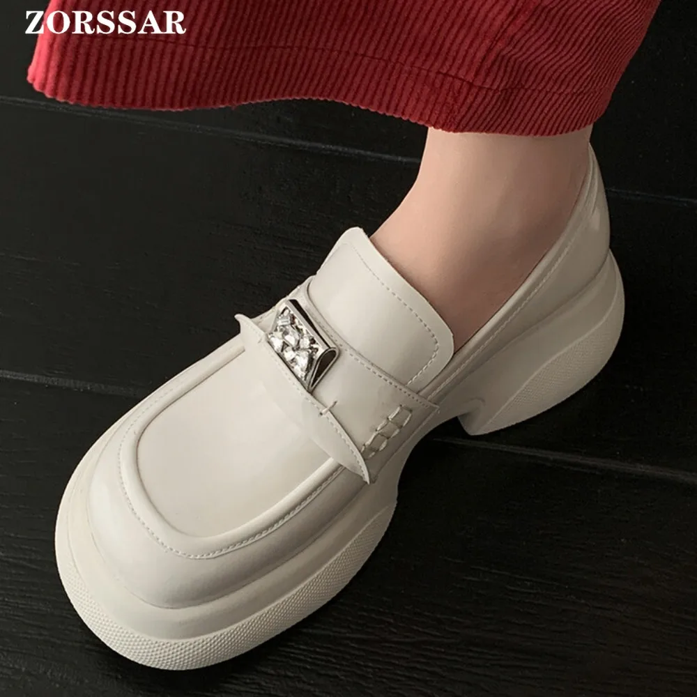 y na platformie mokasyny damskie buty moda Mary Janes z okrągłym czubkiem oksfordzie platforma co dzień łańcuszek obcasy