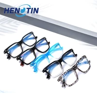 henotin square reading glasses blue light blocking metal hinge men and women computer eyeglasses0 400