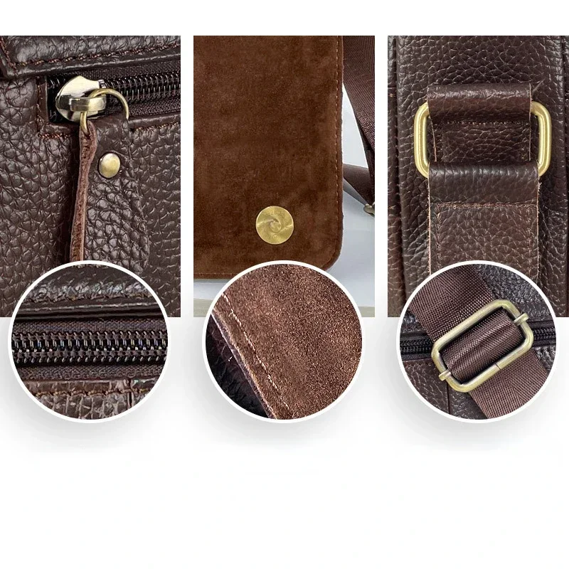 Винтажная мужская сумка через плечо из натуральной кожи небольшой