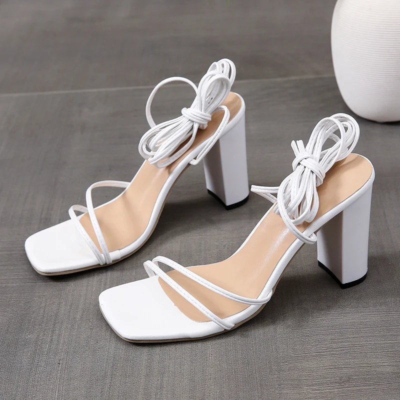 

Women Sandals Sexy Summer Shoes Gladiator Clip Toe High Heels Bandage Buckle Strap Pumps Squre Toe Ladies Party Fashion Stiletto