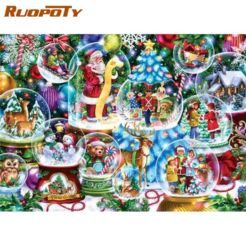 

RUOPOTY Modern Painting By Numbers Handiwork Christmas Decoration Number Painting On Canvas For Adults Diy Gift Artwork